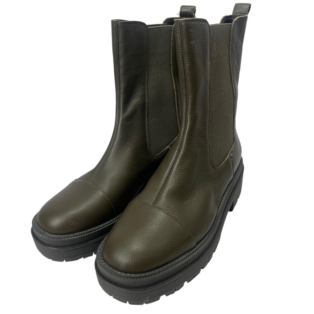 Sam Edelman Water Repellant Green Wellington Chelsea Boots Pull On 9.5M‎ Woman's